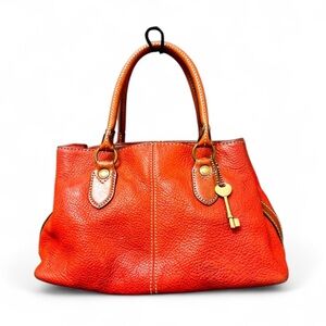 FOSSIL Vintage Genuine Leather Satchel with Alternate Purse Long Strap Options